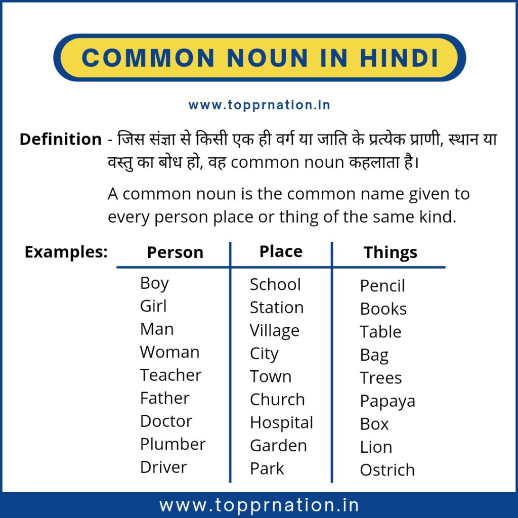 Common Noun In Hindi Definition Rules And Examples